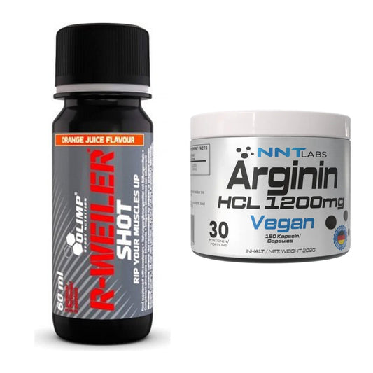 Trainings-Set: Olimp R-Weiler Shot + NNT Arginin HCL 1200 mg – alle enthaltenen Artikel