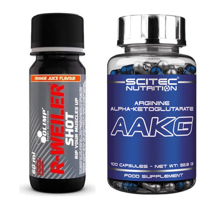 Trainings-Set: Olimp R-Weiler Shot + Scitec AAKG – alle enthaltenen Artikel