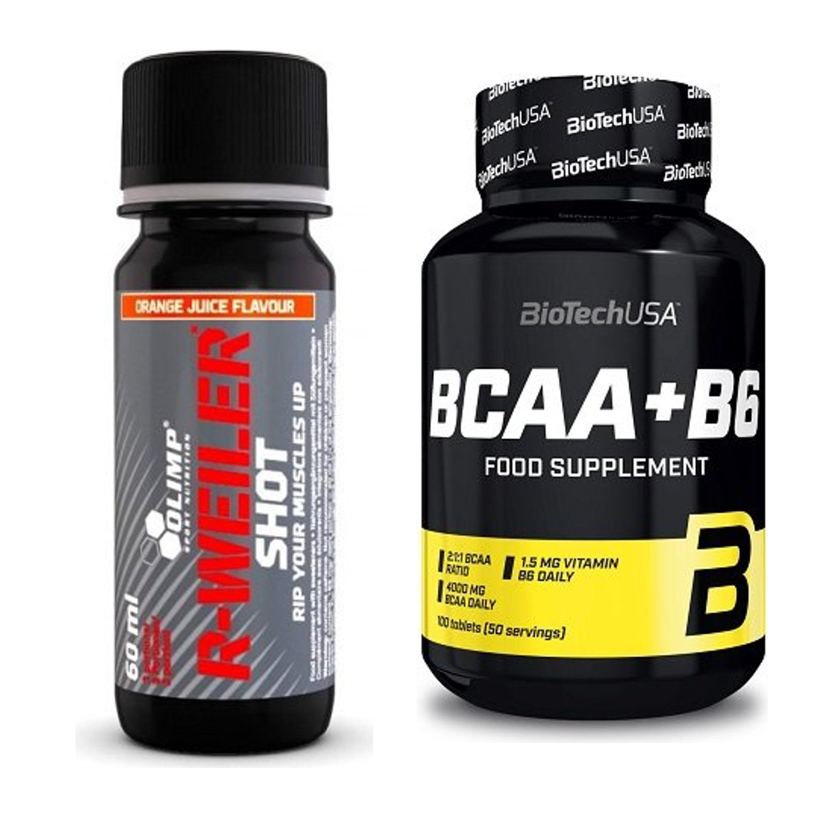 Trainings-Set: Olimp R-Weiler Shot + BioTech BCAA+B6 100 Tabl – alle enthaltenen Artikel
