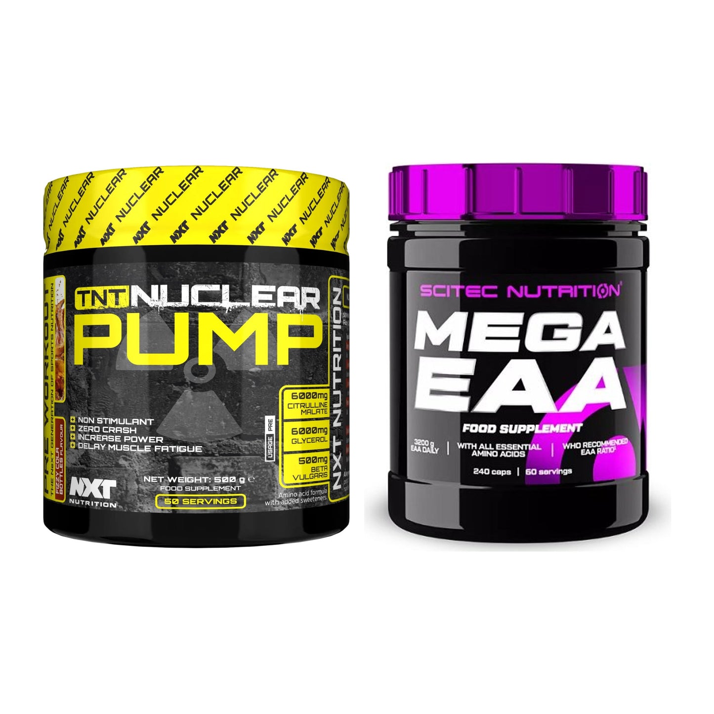 Trainings-Set: NXT Nutrition TNT Nuclear Pump + Scitec Mega EAA – alle enthaltenen Artikel