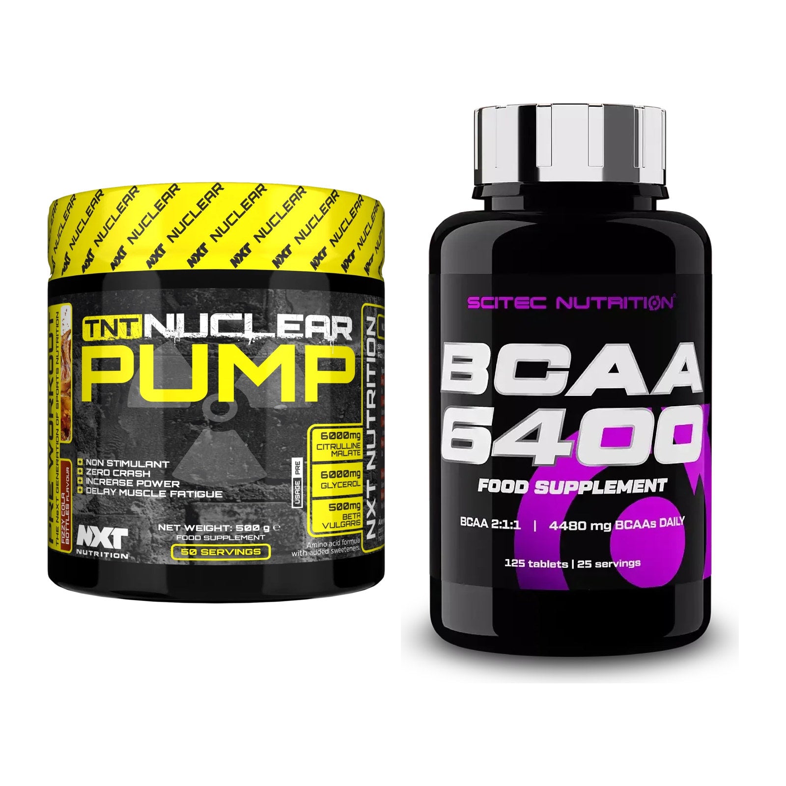 Trainings-Set: NXT Nutrition TNT Nuclear Pump + Scitec BCAA 6400 – alle enthaltenen Artikel
