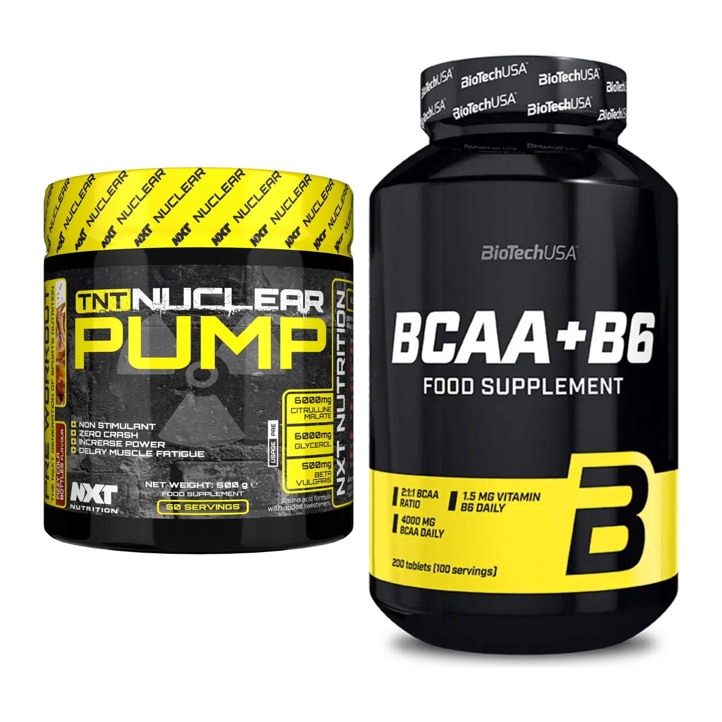 Trainings-Set: NXT Nutrition TNT Nuclear + BioTech BCAA+B6 200 Tabl – alle enthaltenen Artikel