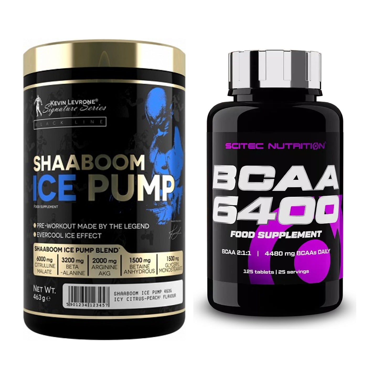 Trainings-Set: Kevin Levrone Shaaboom Ice Pump + Scitec BCAA 6400 – alle enthaltenen Artikel