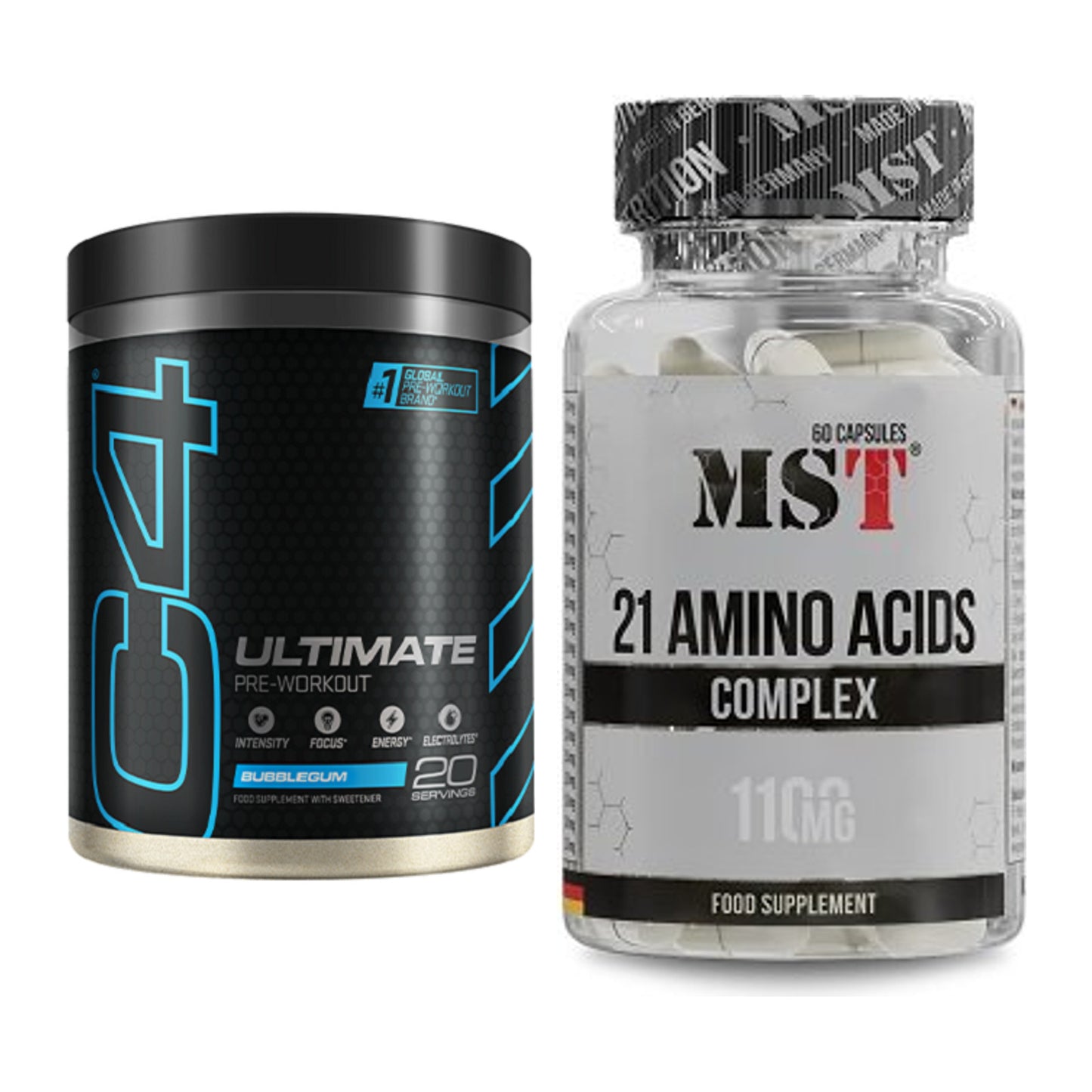 Trainings-Set: Cellucor C4 ULTIMATE 20 Serv. + MST 21 Amino Acids – alle enthaltenen Artikel