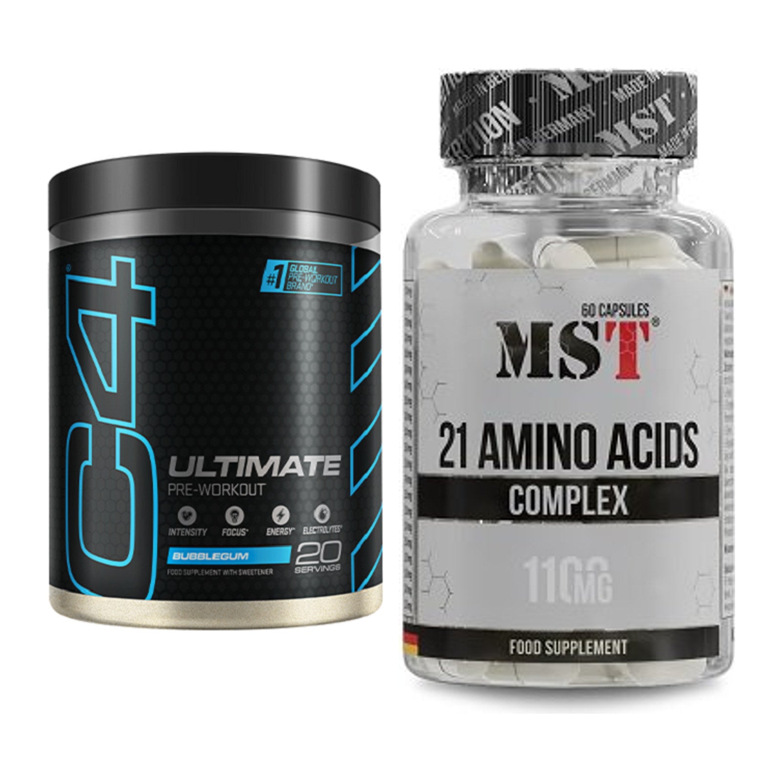Trainings-Set: Cellucor C4 ULTIMATE 20 Serv. + MST 21 Amino Acids – alle enthaltenen Artikel