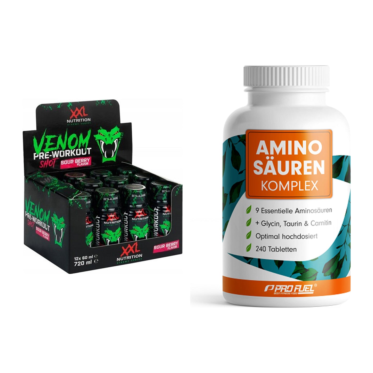 Trainings-Set: XXL Nutrition Venom Shot + ProFuel Aminosäuren – alle enthaltenen Artikel