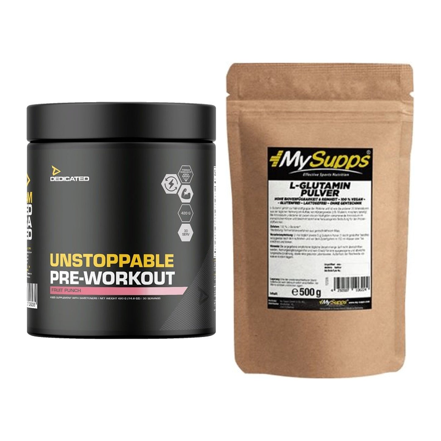 Trainings-Set: Dedicated Unstoppable + MySupps Glutamine – alle enthaltenen Artikel