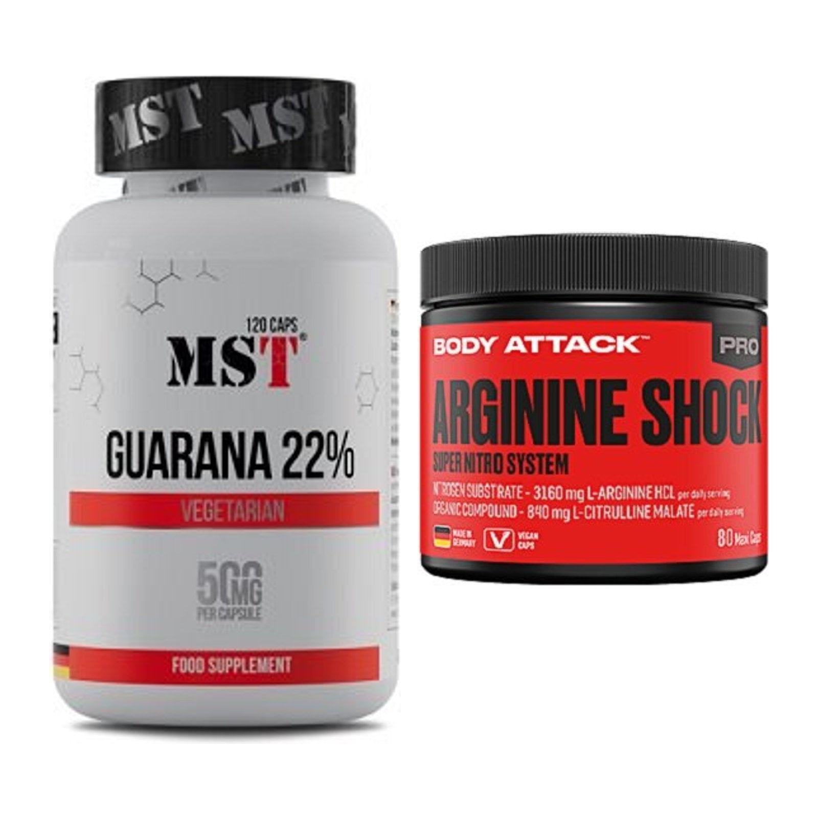 Trainings-Set: MST Guarana 22% + Body Attack Arginine Shock – alle enthaltenen Artikel
