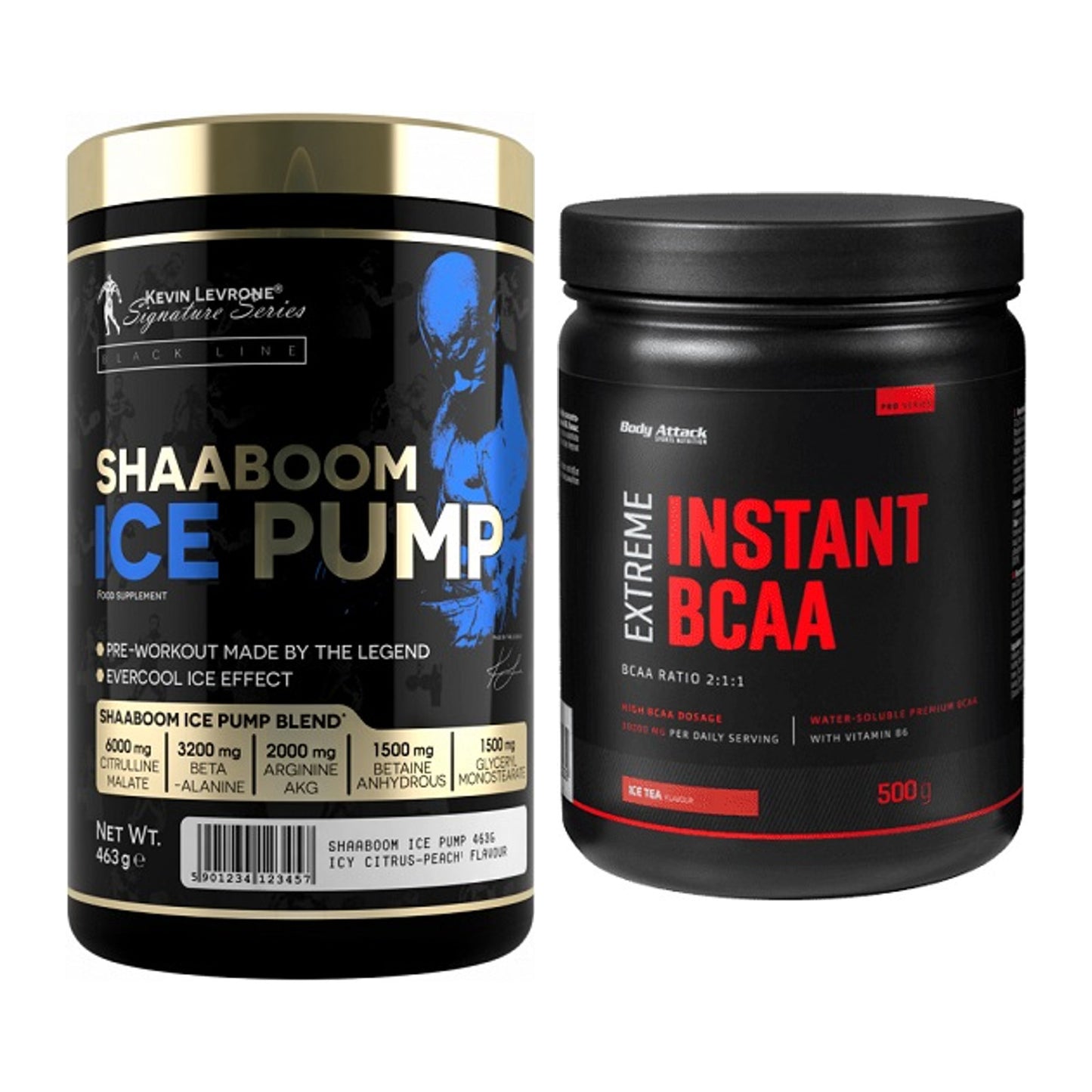 Trainings-Set: Kevin Levrone Shaaboom Ice + Body Attack Instant BCAA – alle enthaltenen Artikel