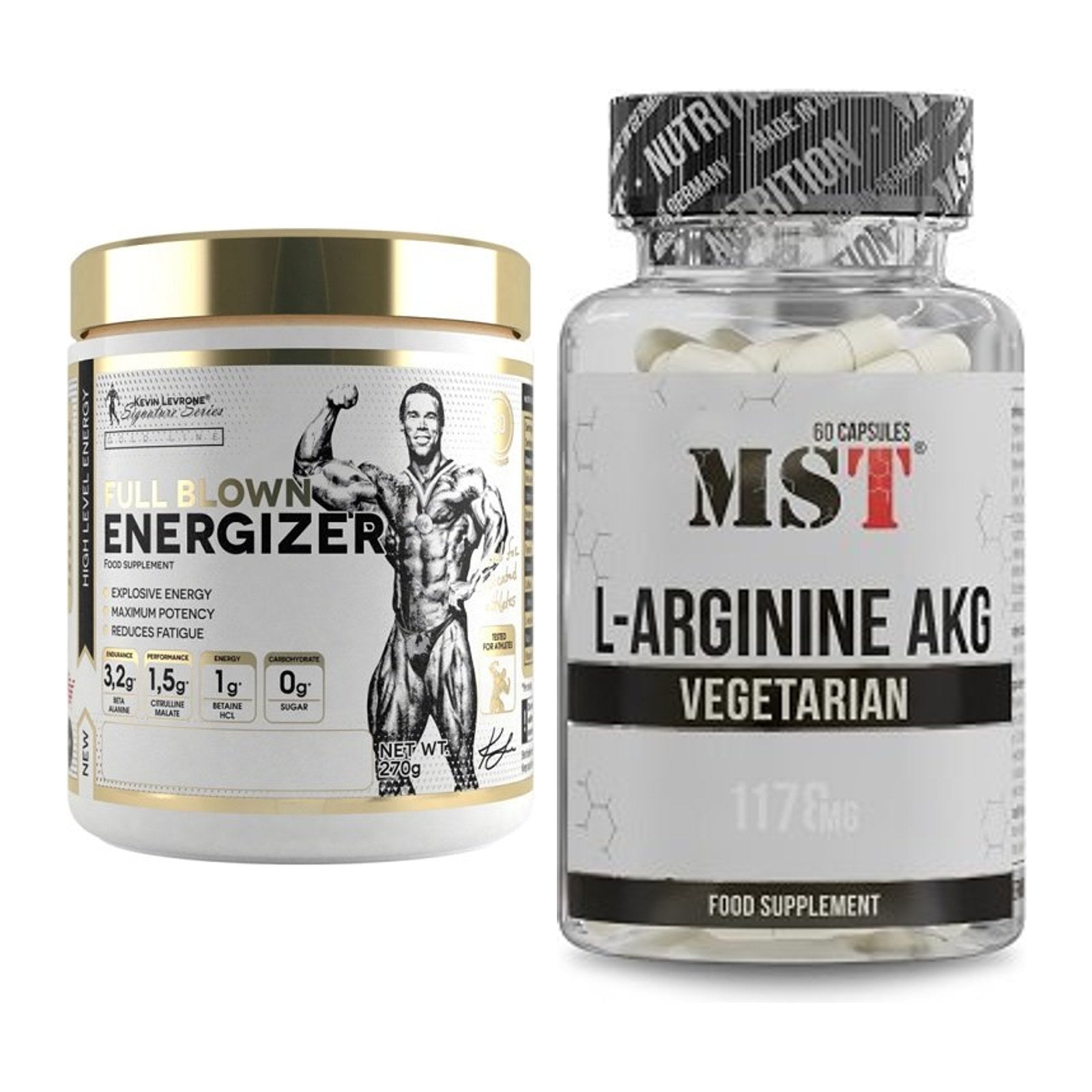 Trainings-Set: Kevin Levrone Full Blown + MST Arginin AAKG 1178mg – alle enthaltenen Artikel