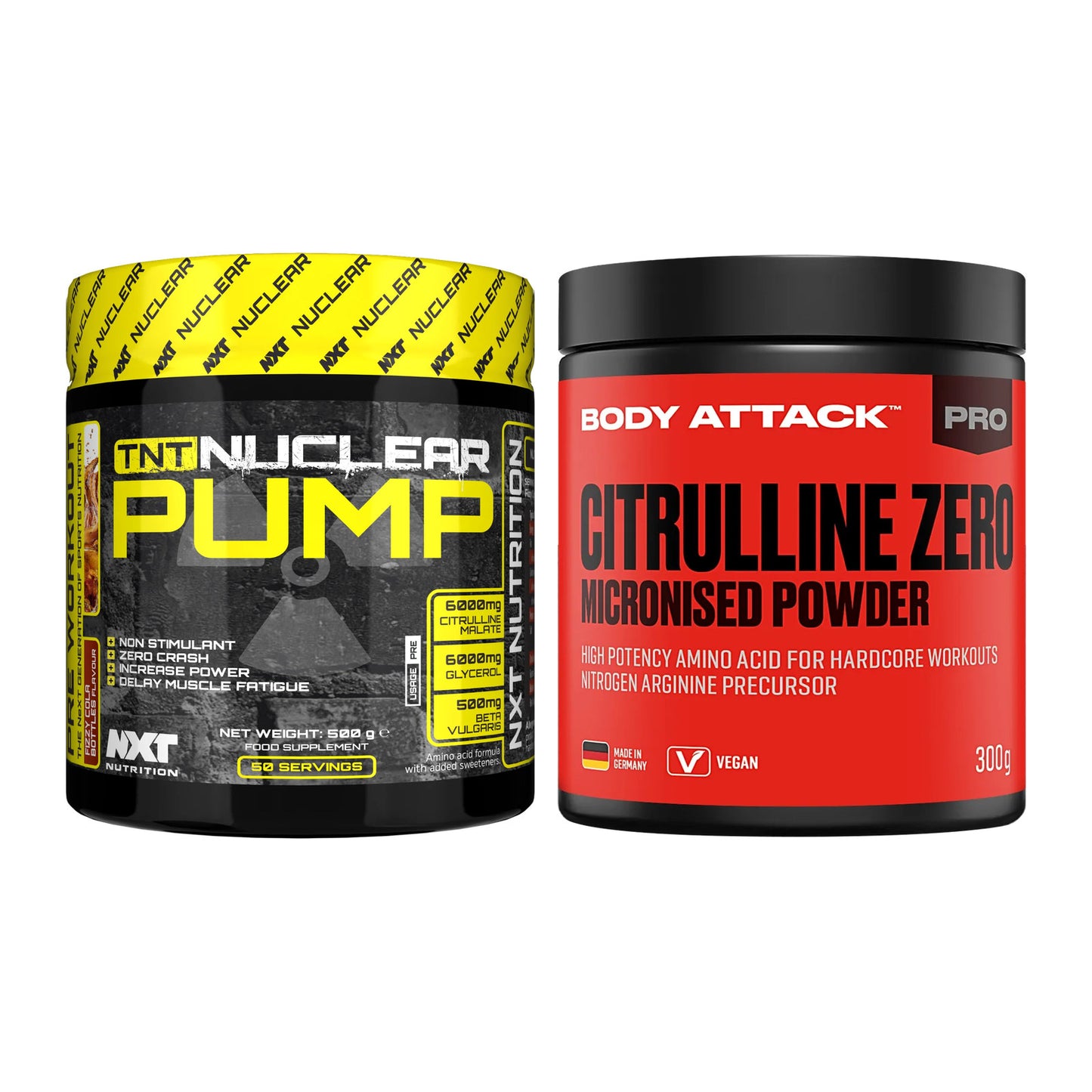 Trainings-Set: NXT Nutrition TNT Nuclear + Body Attack 100 % – alle enthaltenen Artikel