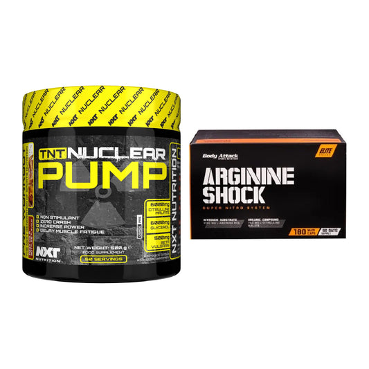 Treningssett: NXT Nutrition TNT Nuclear + Body Attack Arginine Shock - alle varer inkludert
