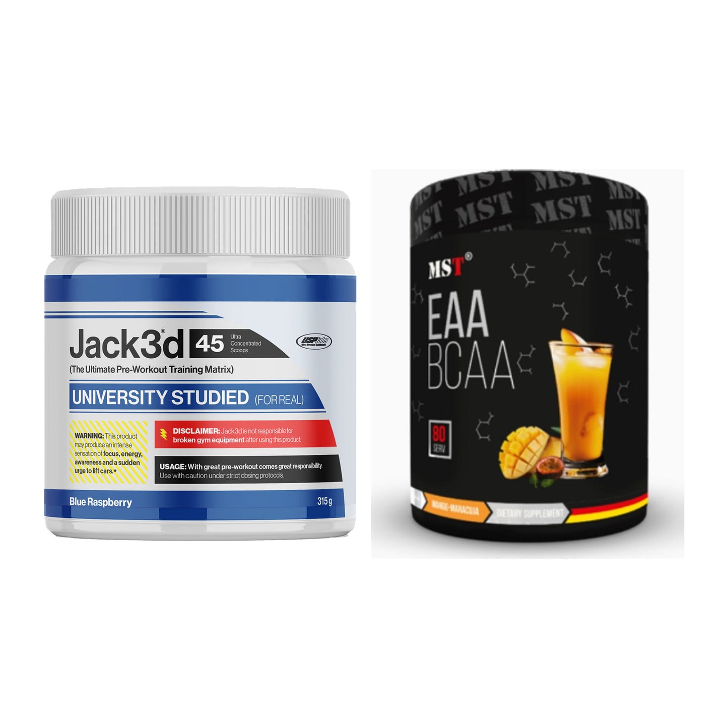 Trainings-Set: USP Labs Jack3d 45 Serv. + MST EAA & BCAA – alle enthaltenen Artikel