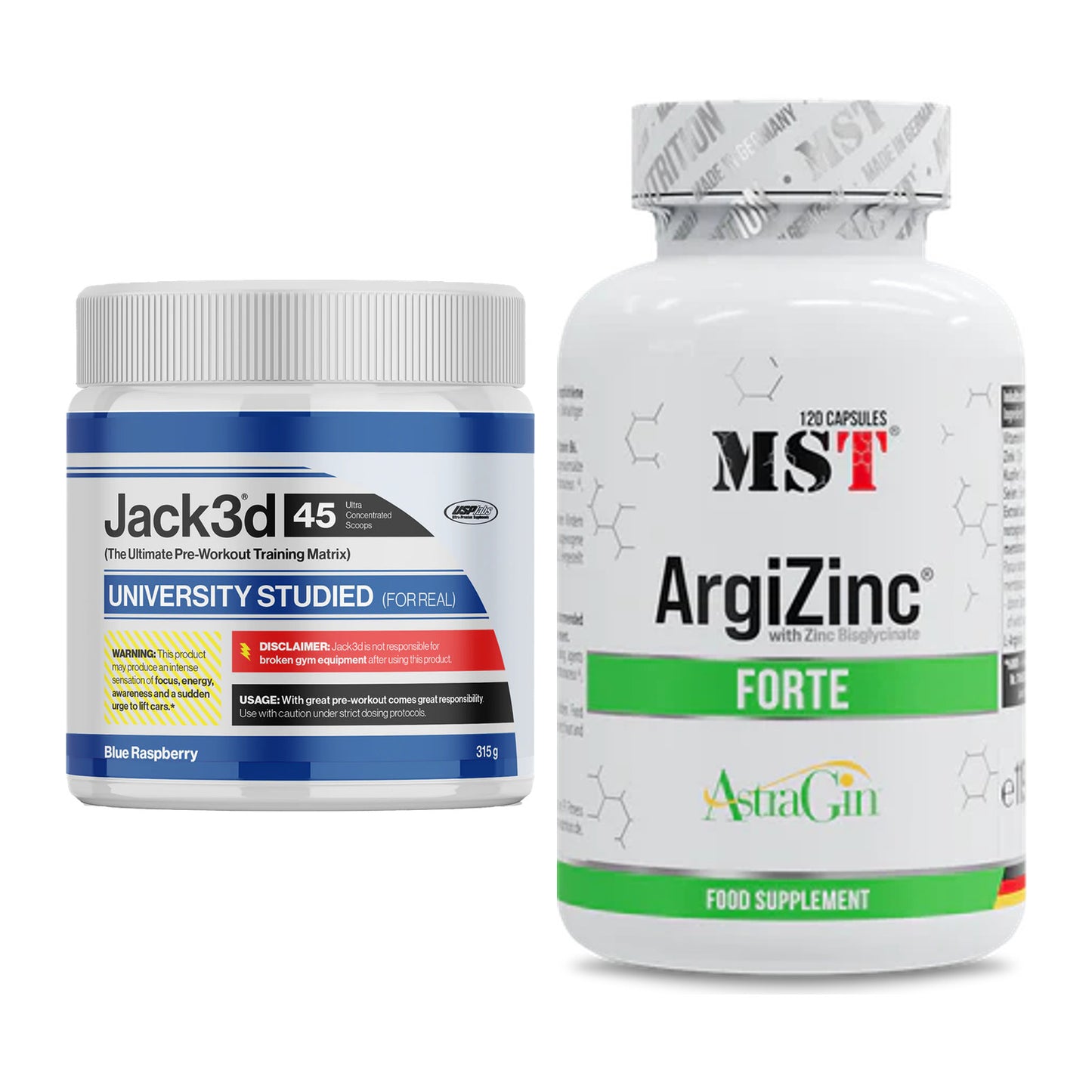 Trainings-Set: USP Labs Jack3d 45 Serv. + MST ArgiZinc Forte – alle enthaltenen Artikel