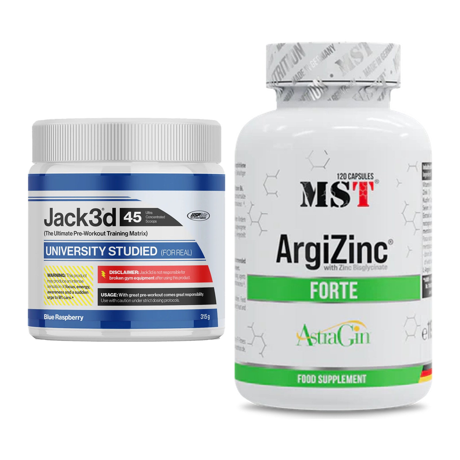 Trainings-Set: USP Labs Jack3d 45 Serv. + MST ArgiZinc Forte – alle enthaltenen Artikel