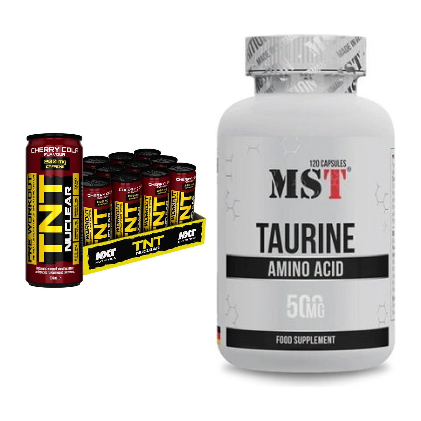Trainings-Set: NXT Nutrition TNT NUCLEAR + MST Taurine – alle enthaltenen Artikel