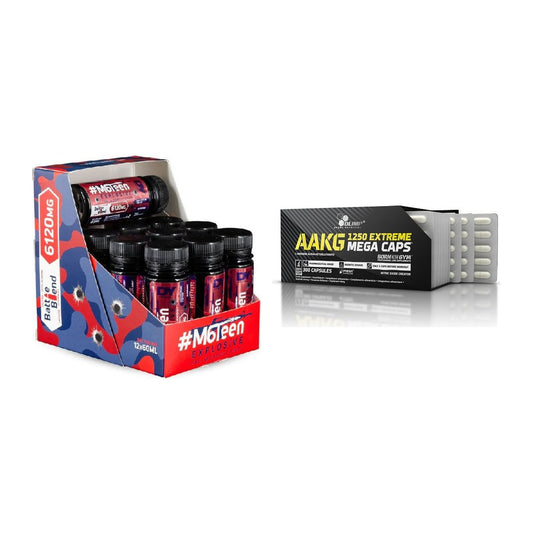 Zestaw treningowy: DY Nutrition M6Teen + Olimp AAKG Extreme Mega - wszystkie elementy w zestawie