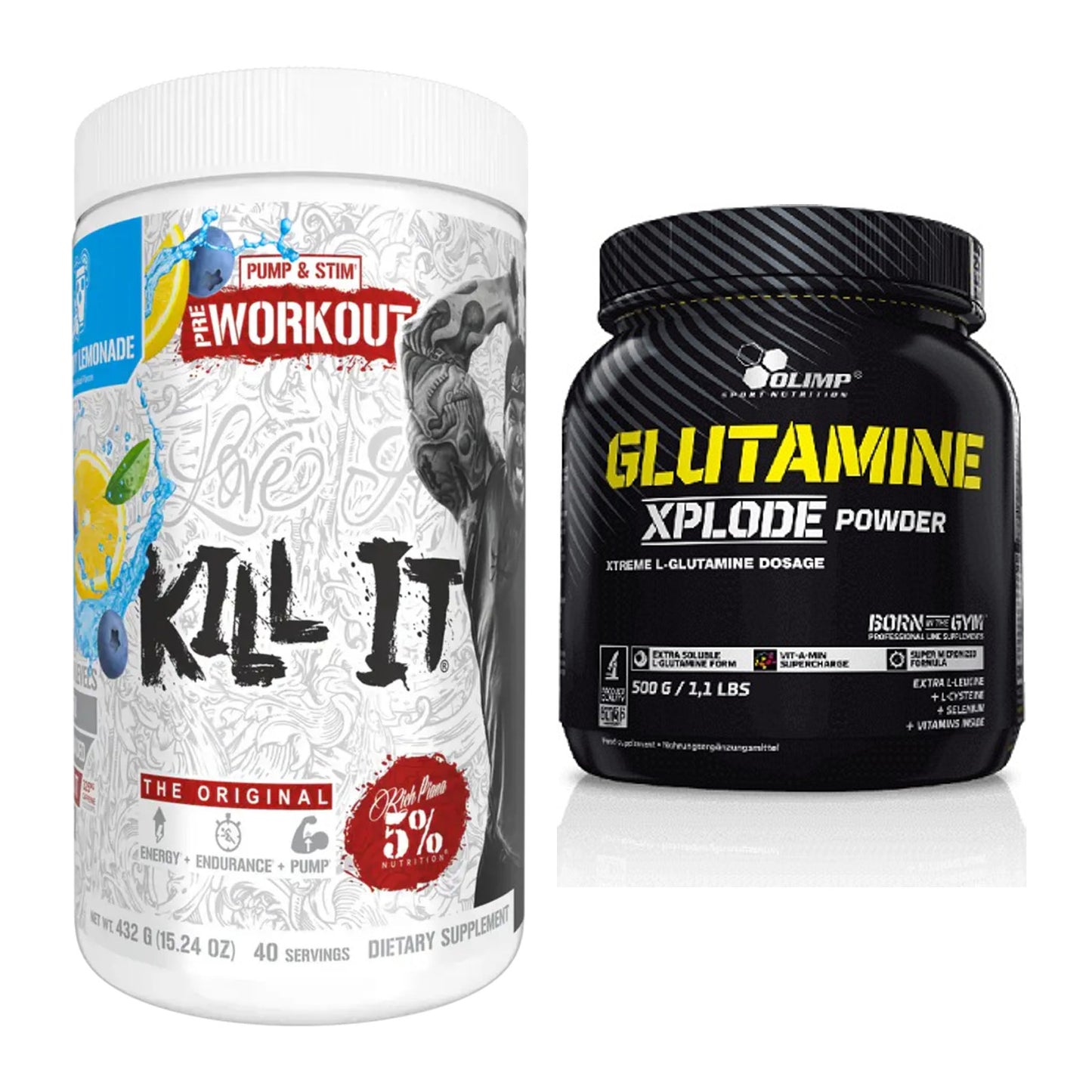 Trainings-Set: Rich Piana 5% Nutrition + Olimp L-Glutamine Xplode – alle enthaltenen Artikel