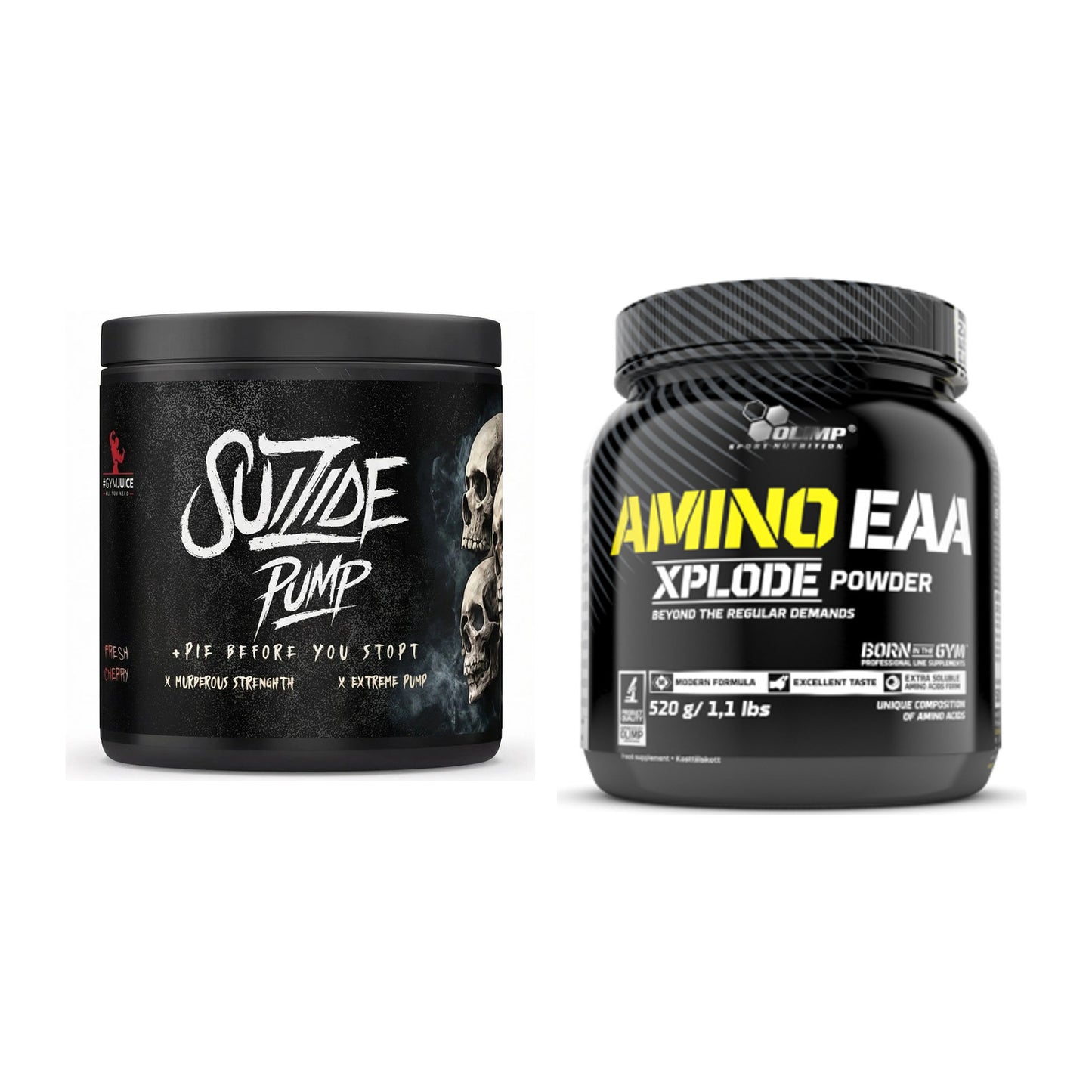 Trainings-Set: #GYMJUICE SUIZIDE PUMP + Olimp Amino EAA Xplode- 520g – alle enthaltenen Artikel