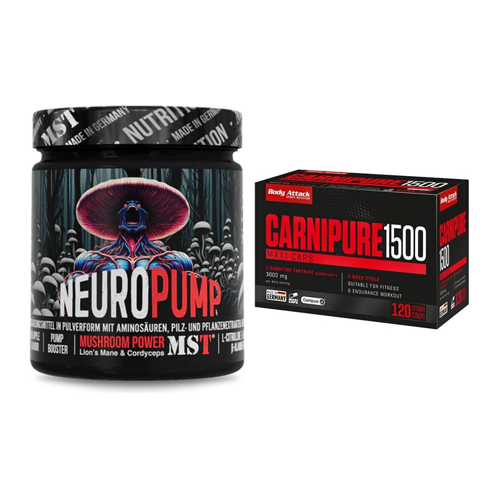 Trainings-Set: MST NeuroPump + Body Attack Carnipure 1500 – alle enthaltenen Artikel