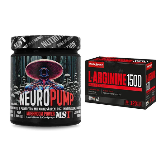 Trainings-Set: MST NeuroPump 540g (Red + Body Attack L-Arginin 1500 – alle enthaltenen Artikel
