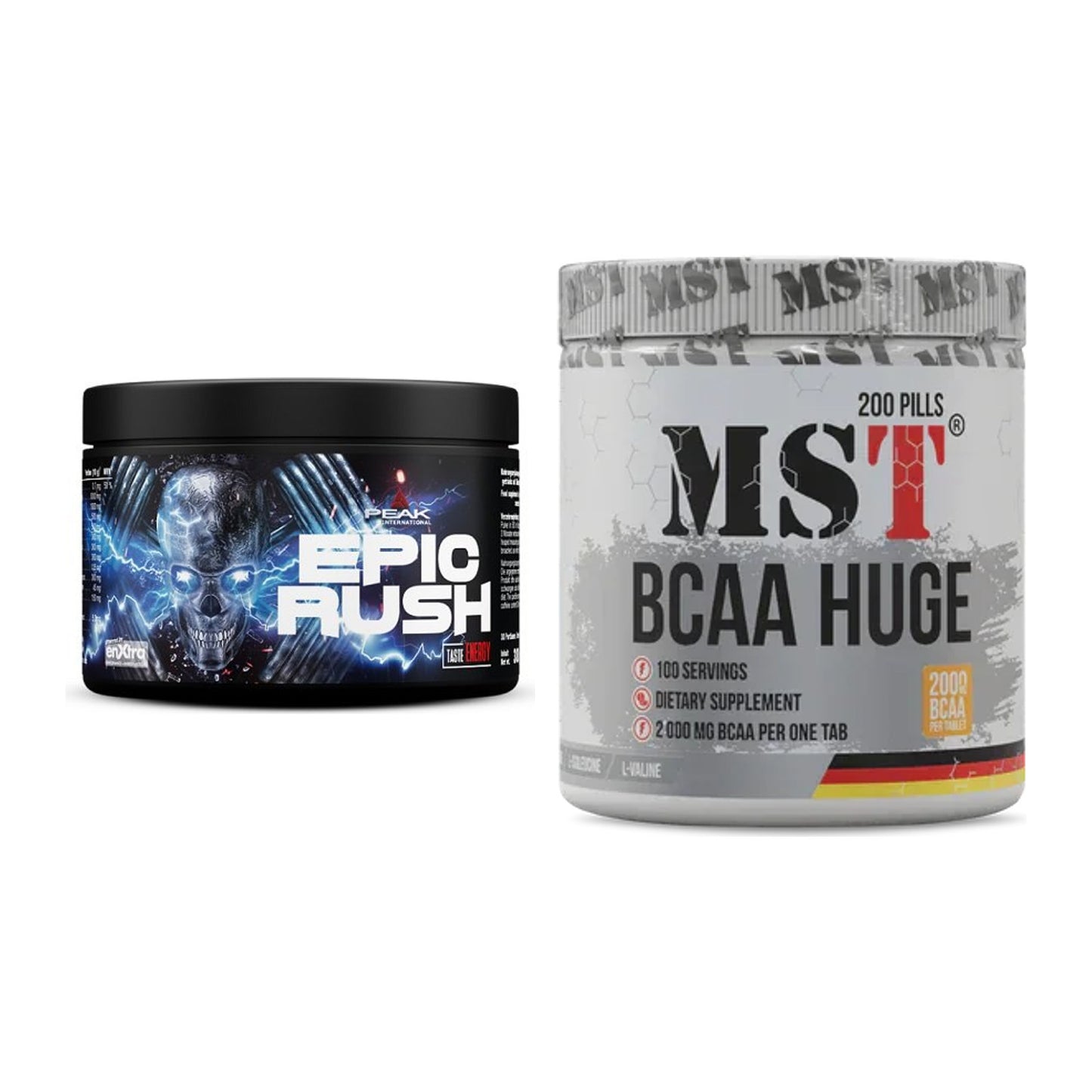 Trainings-Set: Peak Epic Rush + MST BCAA Huge 200 Tabl./ 2gr pro – alle enthaltenen Artikel