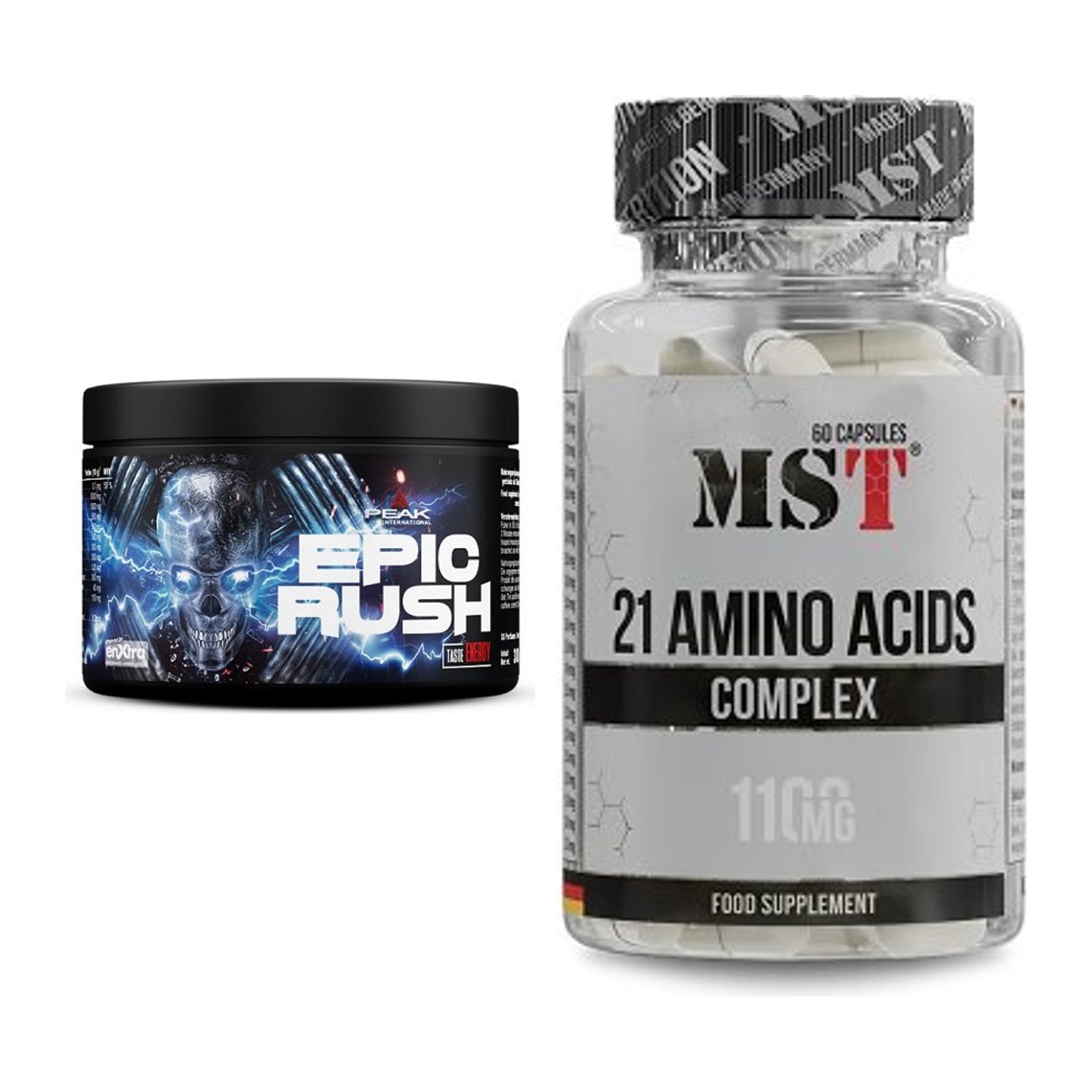 Trainings-Set: Peak Epic Rush + MST 21 Amino Acids – alle enthaltenen Artikel