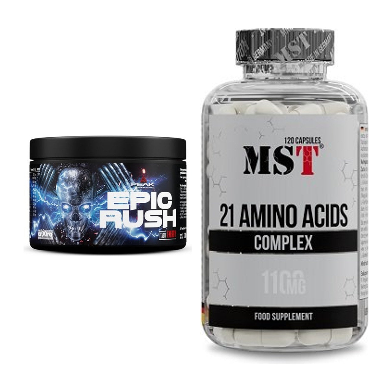 Trainings-Set: Peak Epic Rush + MST 21 Amino Acids – alle enthaltenen Artikel
