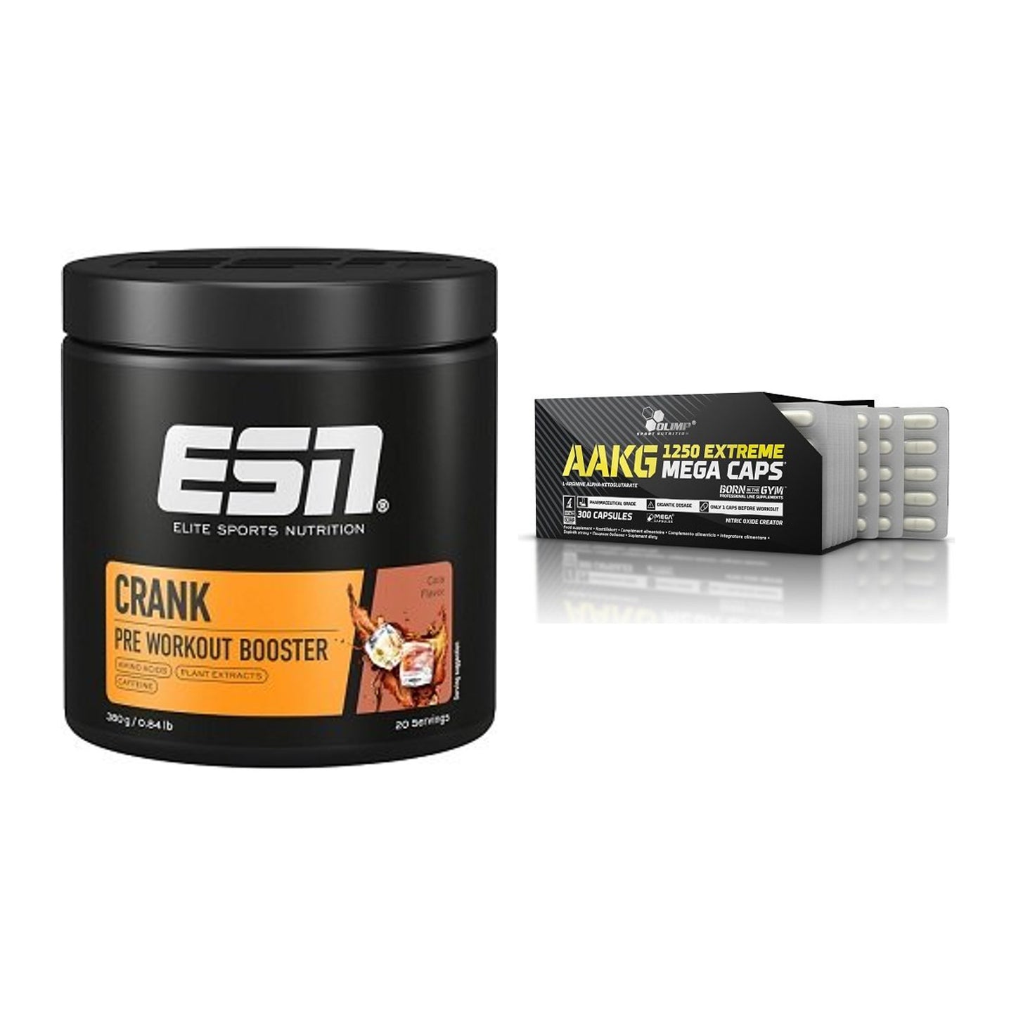 Trainings-Set: ESN Crank Booster + Olimp AAKG Extreme Mega Caps – alle enthaltenen Artikel