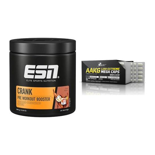Treningssett: ESN Crank Booster + Olimp AAKG Extreme Mega Caps - alle varer inkludert