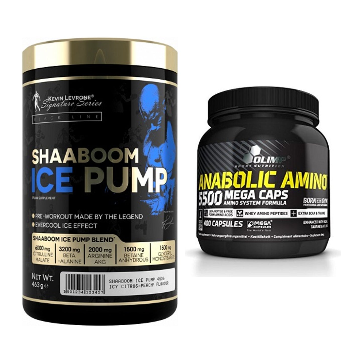 Trainings-Set: Kevin Levrone Shaaboom Ice + Olimp Anabolic Amino 5500 – alle enthaltenen Artikel