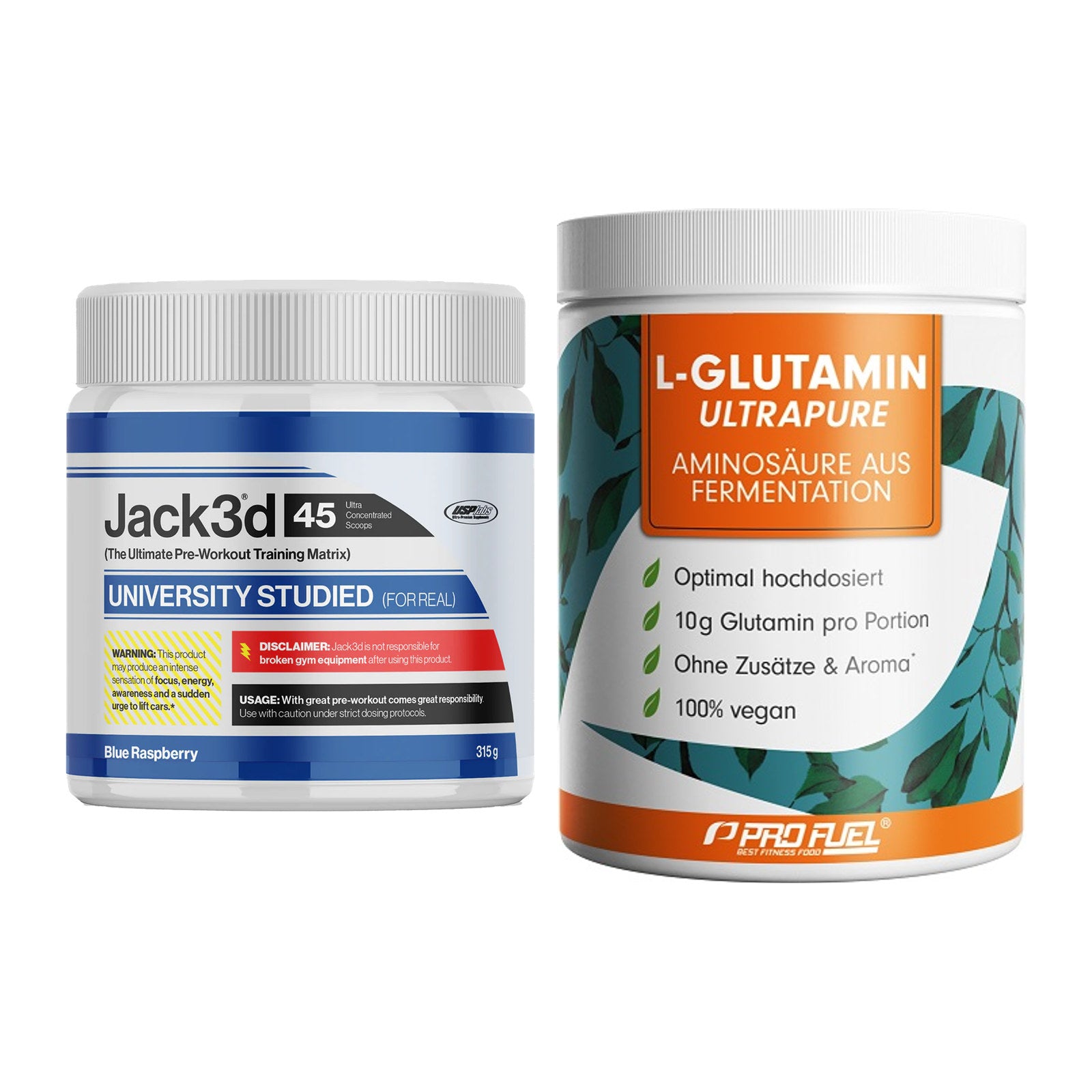 Trainings-Set: USP Labs Jack3d 45 Serv. + ProFuel Glutamin Ultrapure – alle enthaltenen Artikel