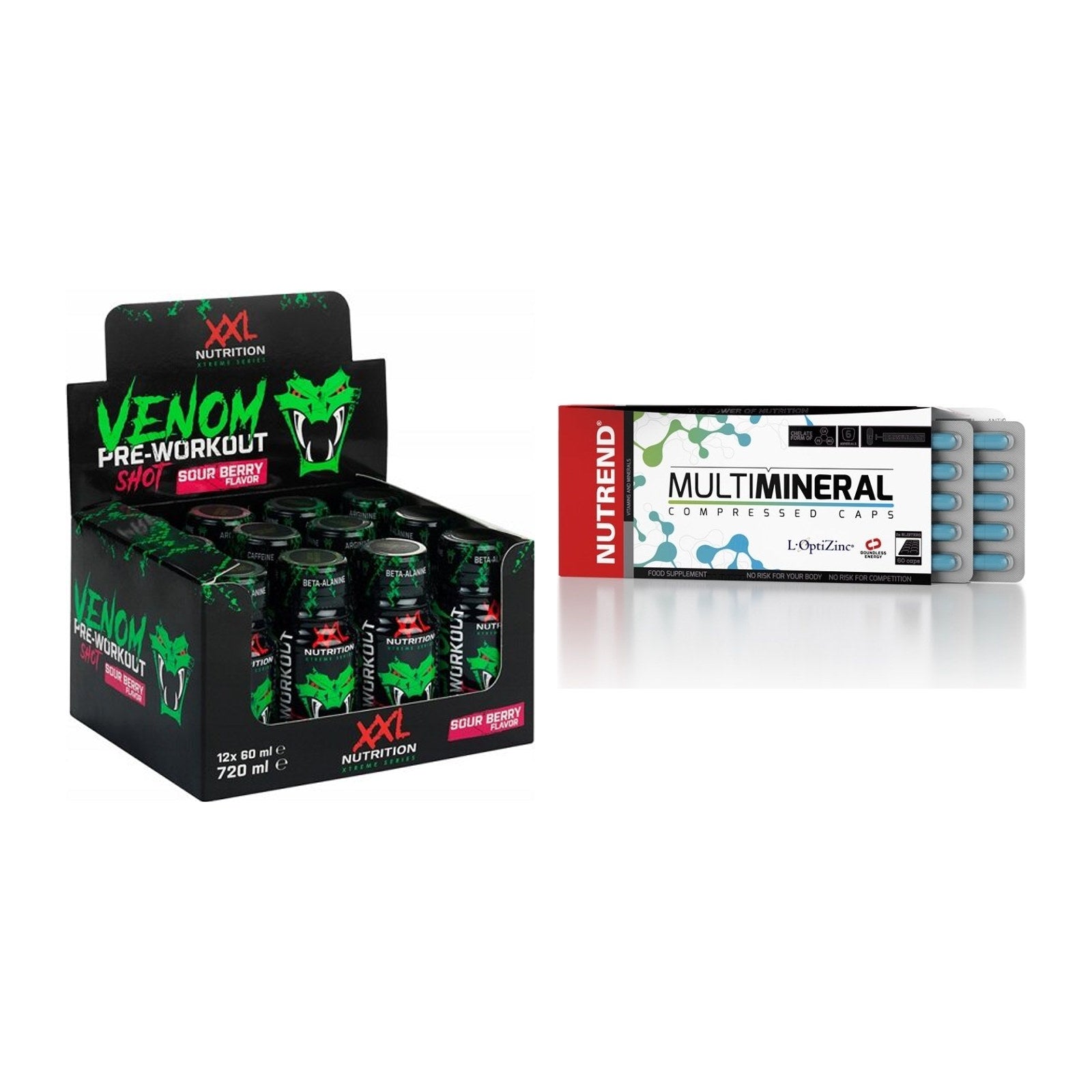 Trainings-Set: XXL Nutrition Venom Shot + Nutrend Multimineral – alle enthaltenen Artikel