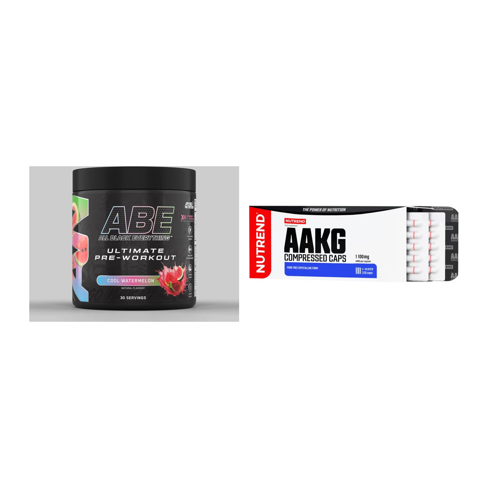 Trainings-Set: Applied Nutrition A.B.E + Nutrend AAKG Compressed – alle enthaltenen Artikel