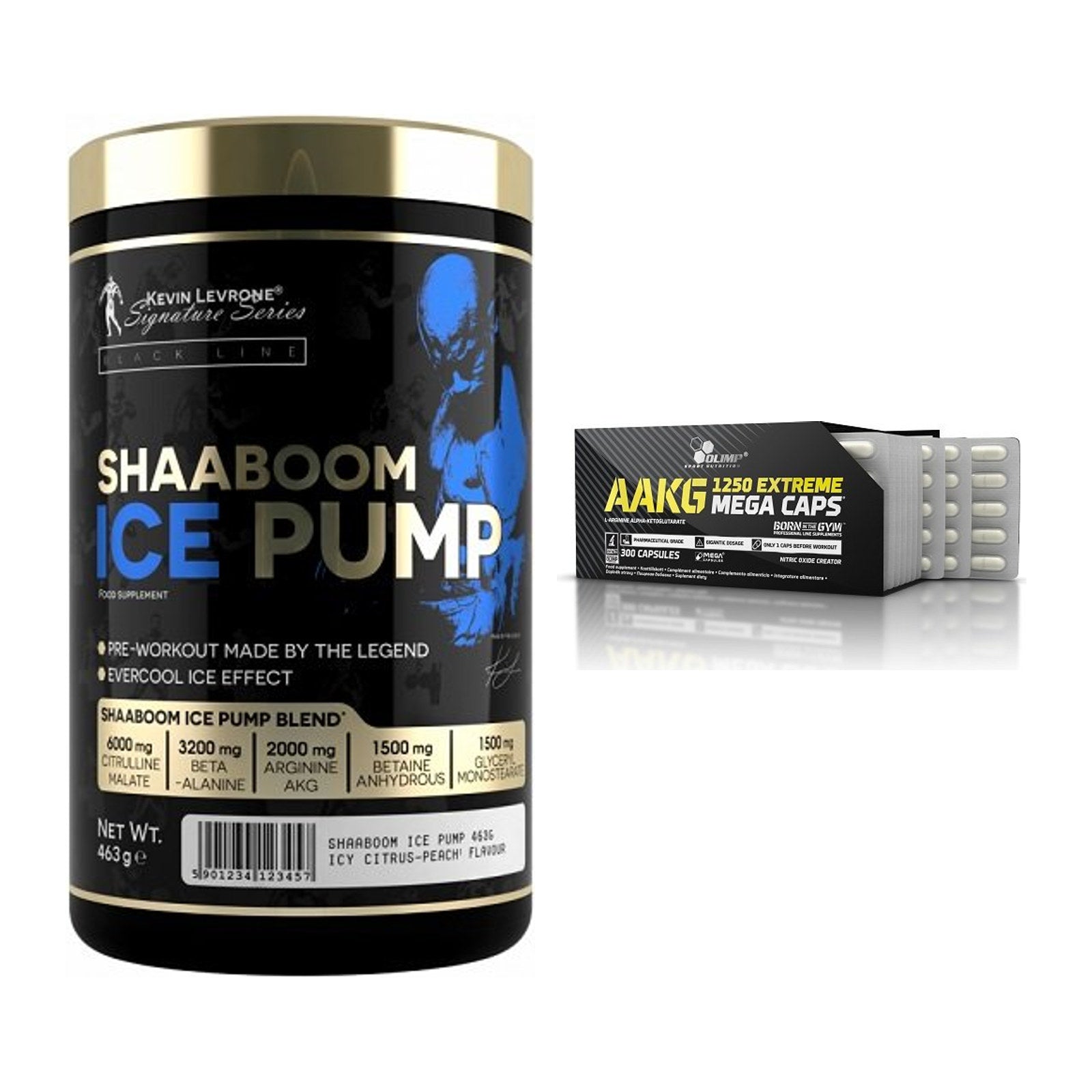 Trainings-Set: Kevin Levrone Shaaboom Ice + Olimp AAKG Extreme Mega – alle enthaltenen Artikel