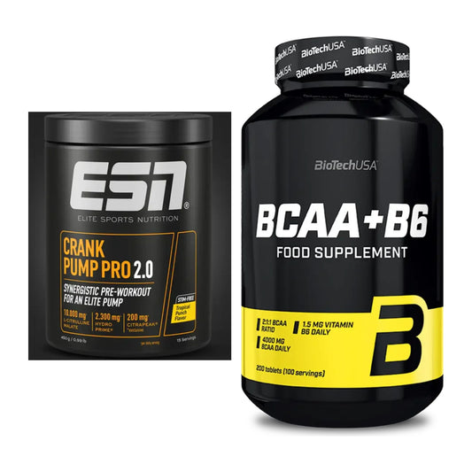 Trainings-Set: ESN Crank Pump Pro 2.0 + BioTech BCAA+B6 200 Tabl – alle enthaltenen Artikel