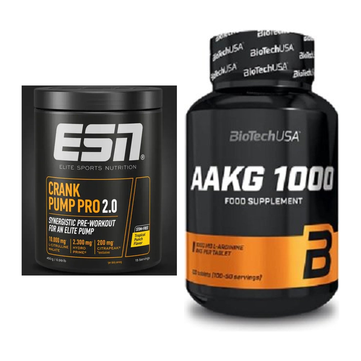 Trainings-Set: ESN Crank Pump Pro 2.0 + BioTech AAKG 1000mg 100 Tabl. – alle enthaltenen Artikel