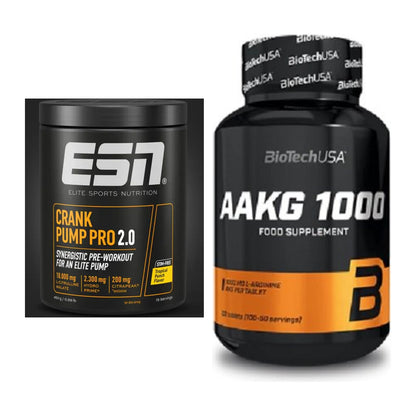 Trainings-Set: ESN Crank Pump Pro 2.0 + BioTech AAKG 1000mg 100 Tabl. – alle enthaltenen Artikel