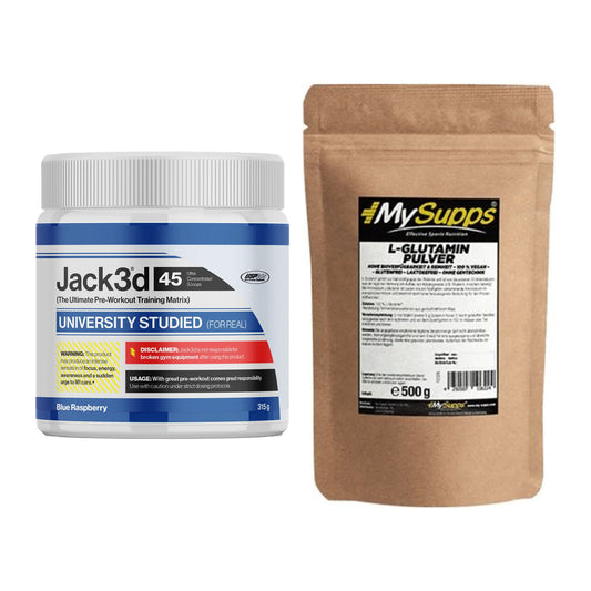 Trainings-Set: USP Labs Jack3d 45 Serv. (Blue + MySupps Glutamine – alle enthaltenen Artikel