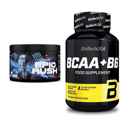 Trainings-Set: Peak Epic Rush + BioTech BCAA+B6 100 Tabl – alle enthaltenen Artikel