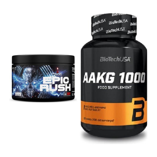 Trainings-Set: Peak Epic Rush + BioTech AAKG 1000mg 100 Tabl. – alle enthaltenen Artikel