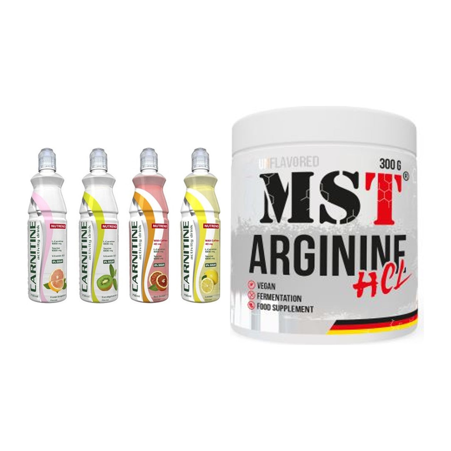 Trainings-Set: Nutrend Activity L-Carnitine Drink + MST Arginine HCL – alle enthaltenen Artikel