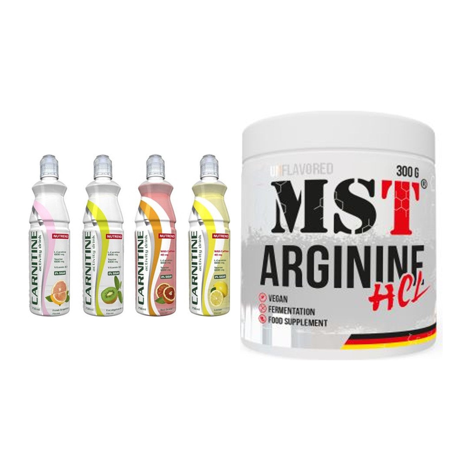 Trainings-Set: Nutrend Activity L-Carnitine Drink + MST Arginine HCL – alle enthaltenen Artikel