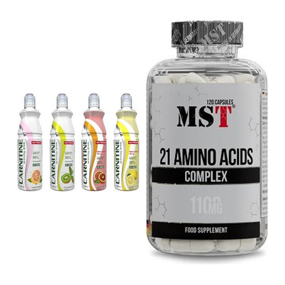 Trainings-Set: Nutrend Activity L-Carnitine Drink + MST 21 Amino Acids – alle enthaltenen Artikel