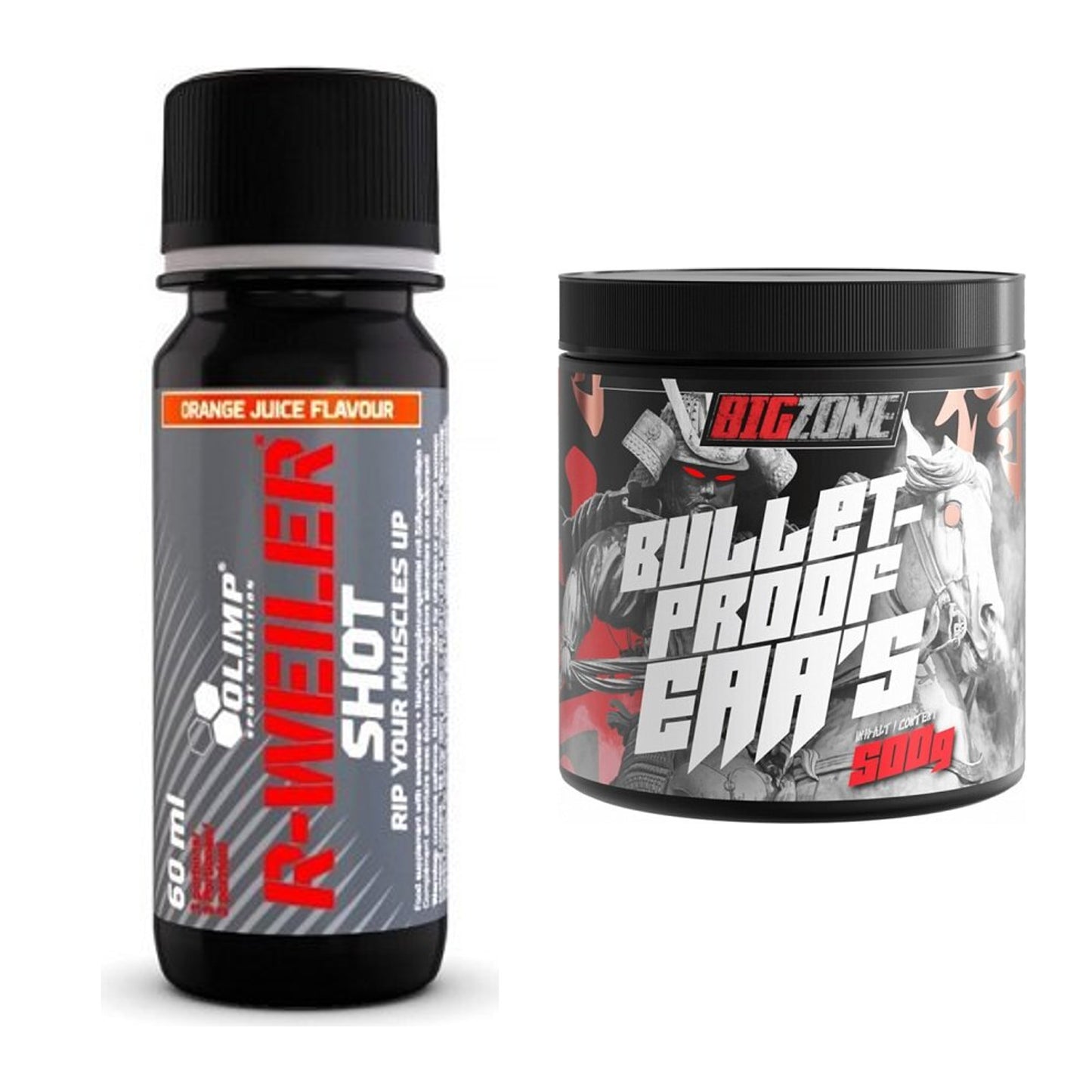 Trainings-Set: Olimp R-Weiler Shot + Big Zone Bulletproof EAA's – alle enthaltenen Artikel