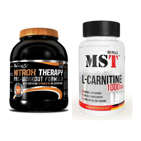 Tréningová súprava: BioTech NitroX Therapy + MST L-Carnitine 1000 (90 – všetky položky v cene