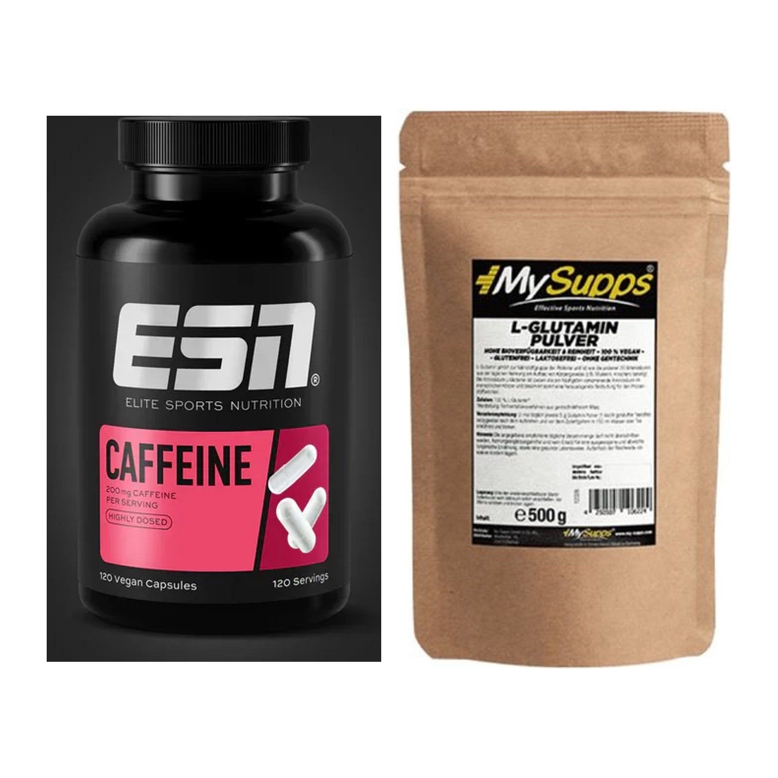 Trainings-Set: ESN Caffeine Caps + MySupps Glutamine – alle enthaltenen Artikel