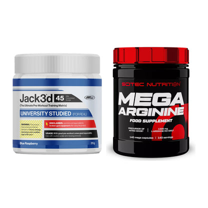 Trainings-Set: USP Labs Jack3d 45 Serv. + Scitec Mega Arginine – alle enthaltenen Artikel
