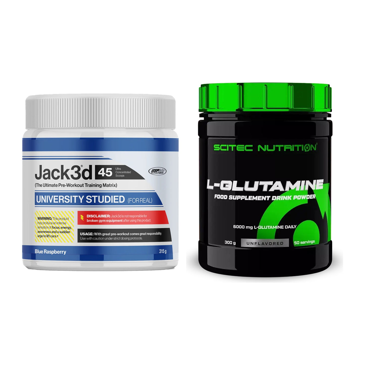 Trainings-Set: USP Labs Jack3d 45 Serv. + Scitec L-Glutamin – alle enthaltenen Artikel