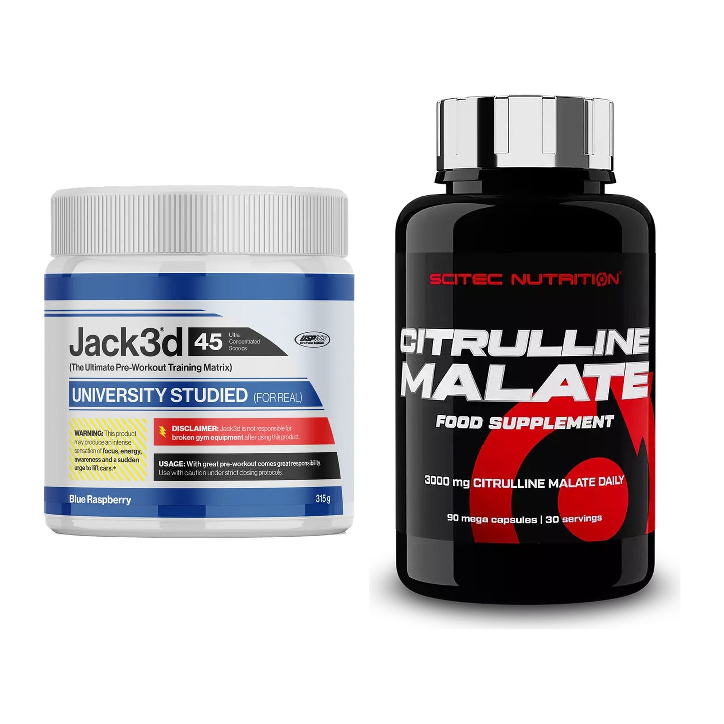 Trainings-Set: USP Labs Jack3d 45 Serv. + Scitec Citrulline Malate – alle enthaltenen Artikel